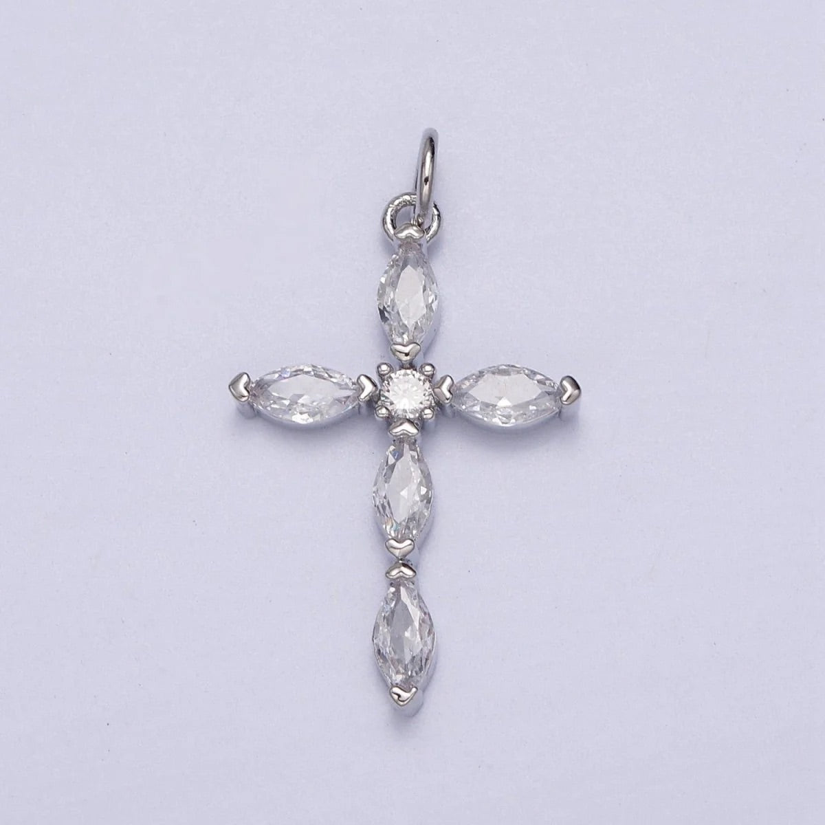 Silver XL Diamond Cross Pendant