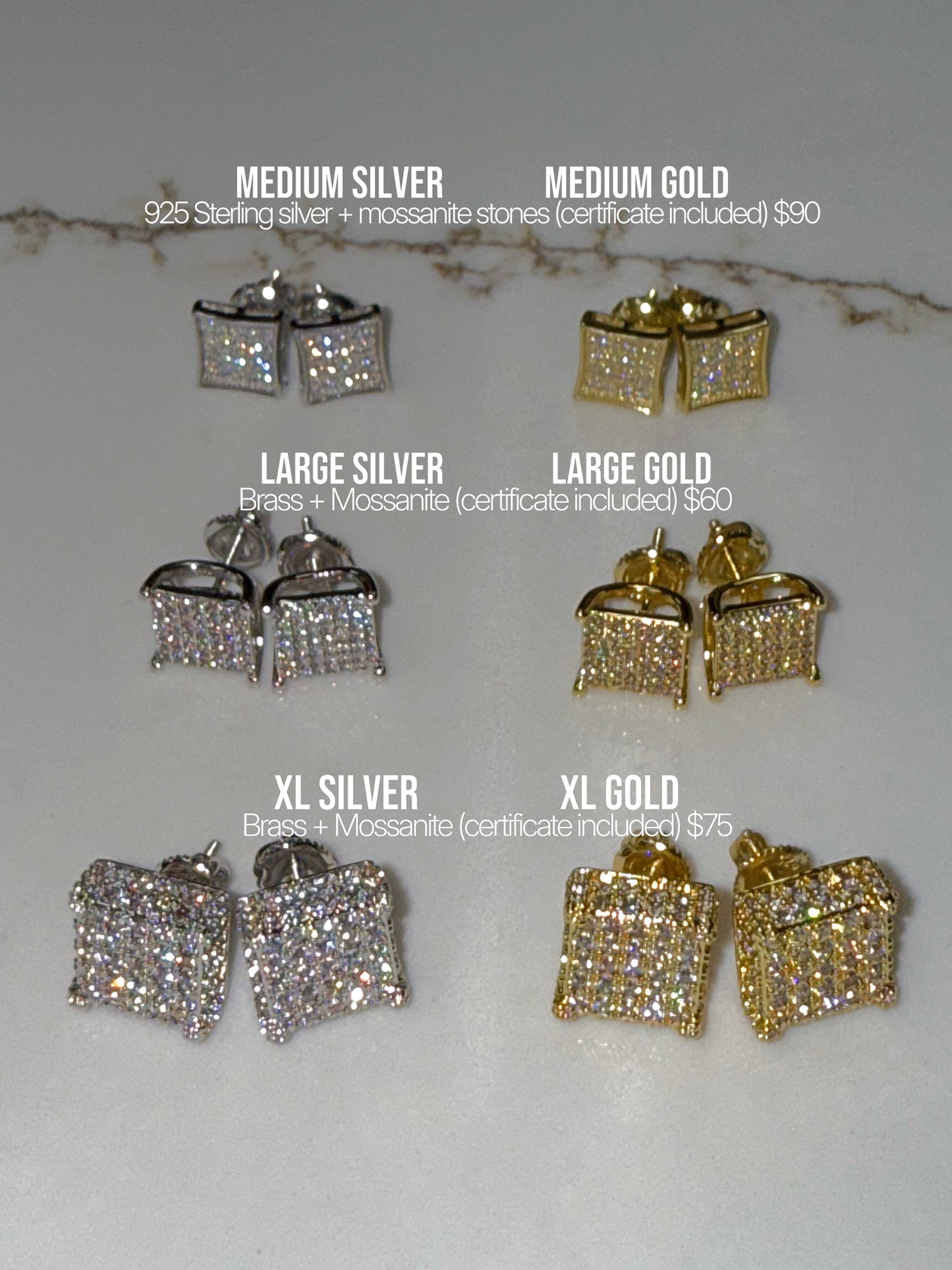 Men’s Mossanite Square Earrings