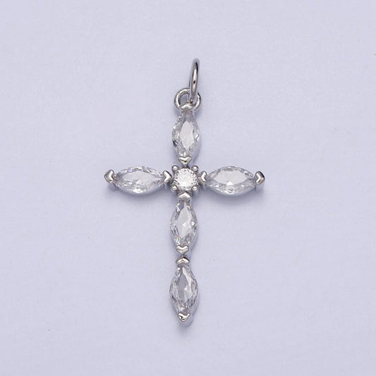 Silver XL Diamond Cross Pendant