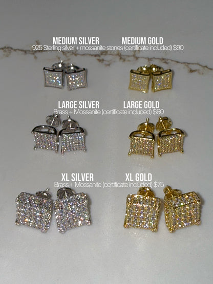 Men’s Mossanite Square Earrings